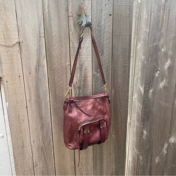 She+lo boho Burgundy Leather Shoulder crossbody Bag - Picture 8 of 15